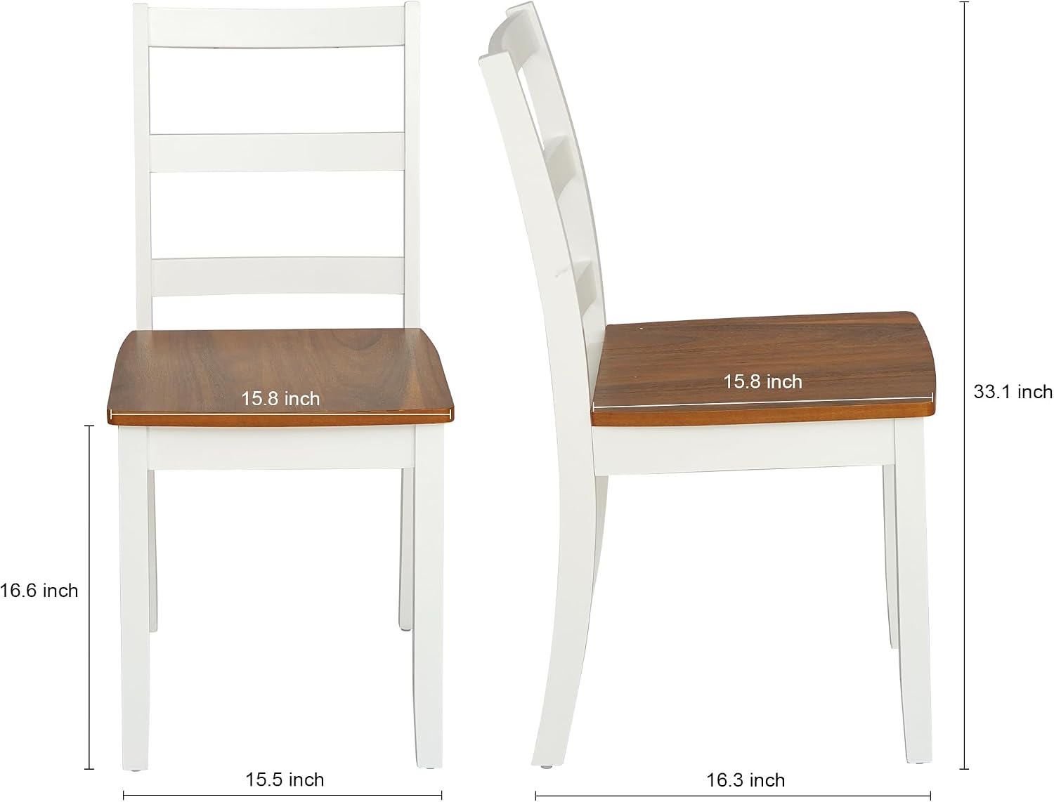 Comfy to go Wooden Dining Room Chairs Set of 2, Mid-Century Modern Farmhouse Kitchen Chair, Cutout High Back Side Chairs, Armless Decorative Chair for Living Room Bedroom Dining Room, White