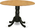East West Furniture DLT-OBK-TP Dublin Kitchen Table - a Round Dining Table Top with Dropleaf & Pedestal Base, 42x42 Inch, Oak & Black