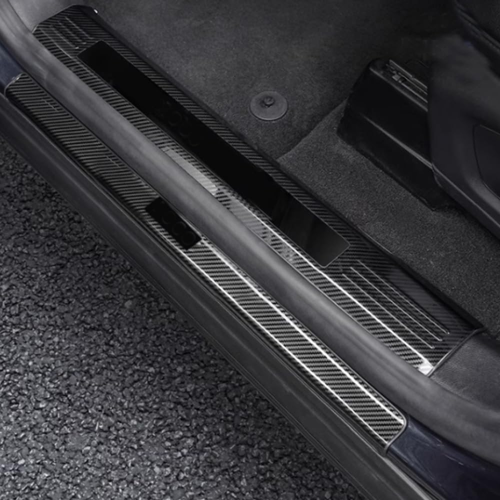 ERIDANUS Auto Accessories Fit for Explorer 2023 2022 2021 2020 Door Sill Threshold Scuff Plate Trim (Black A) Stainless Steel 4PCS