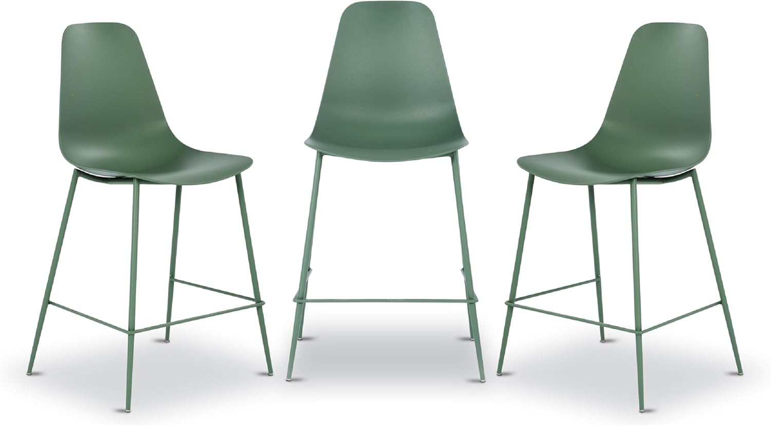 Poly & BARK Isla Bar Stools Set of 3 – Counter Height Bar Stool for Kitchen – Set of Counter Stools – Indoor/Outdoor Barstools – Modern Kitchen Bar Stools - Pistachio Green