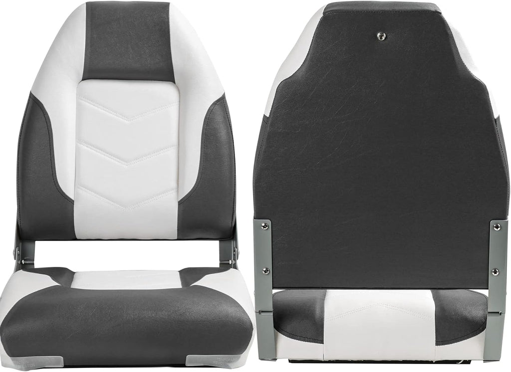 NORTHCAPTAIN S1 Deluxe A Pair of Marine High Back/Low Back Folding Fishing Boat Seat for Fishing, Bass/Jon/Pontoon Boat Chairs, 4 Mounting Screws Included