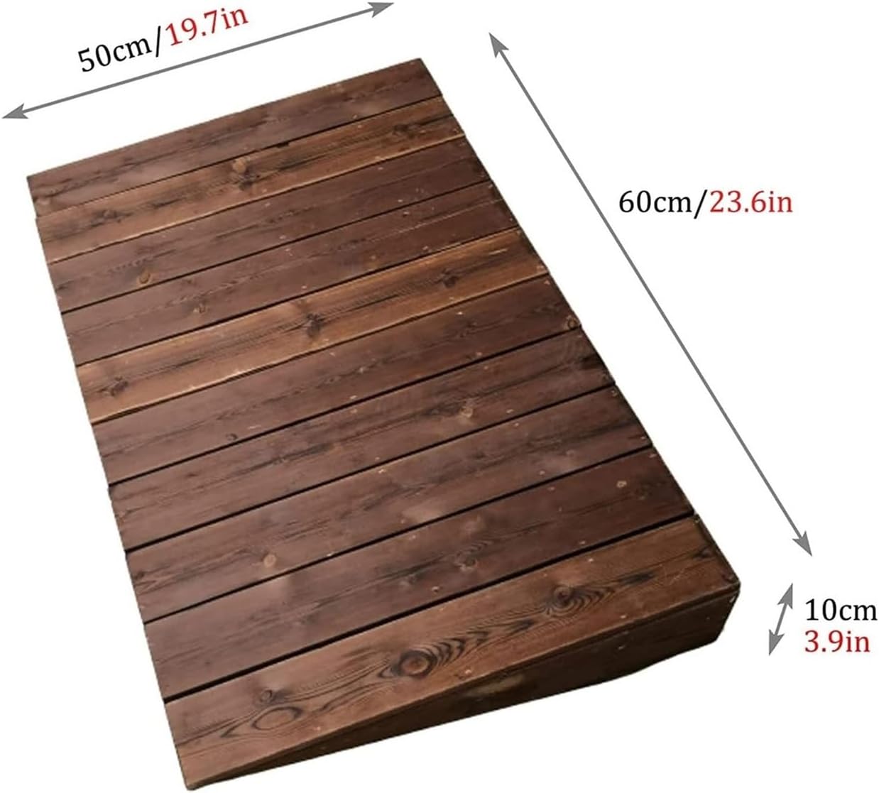 Wooden Threshold Ramp, 4/7/8/10 Inch Rise Non-Slip Loading Ramp for Wheelchair/Bike/Scooter, Portable Curb Ramp for Steps/Car/Doorway(23.6x19.7x3.9in)
