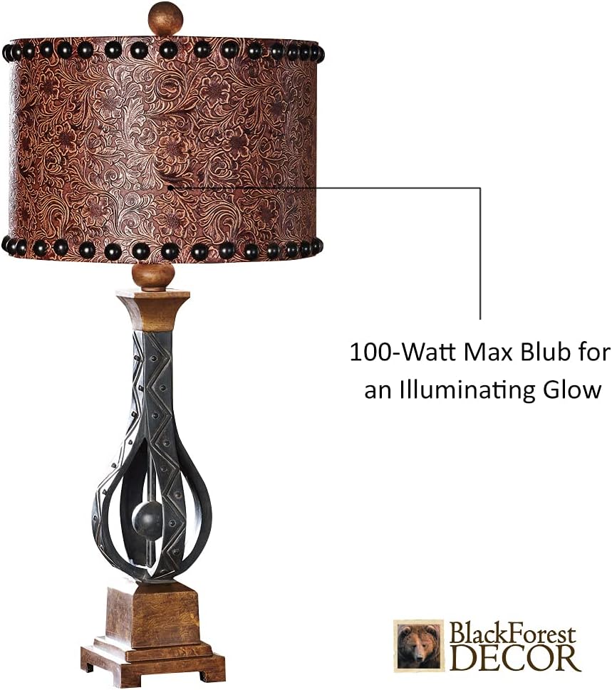 BLACK FOREST DECOR - Sheridan Table Lamp for Cabin, Living Room, Nightstand, Desk - Western Rustic Lighting - 26.75'