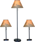 Catalina Lighting 19908-000 Rustic Cabin Lodge 3-Piece Table & Floor Lamp Set, LED Bulb NOT Included, 58', Forest Print,Set of 3
