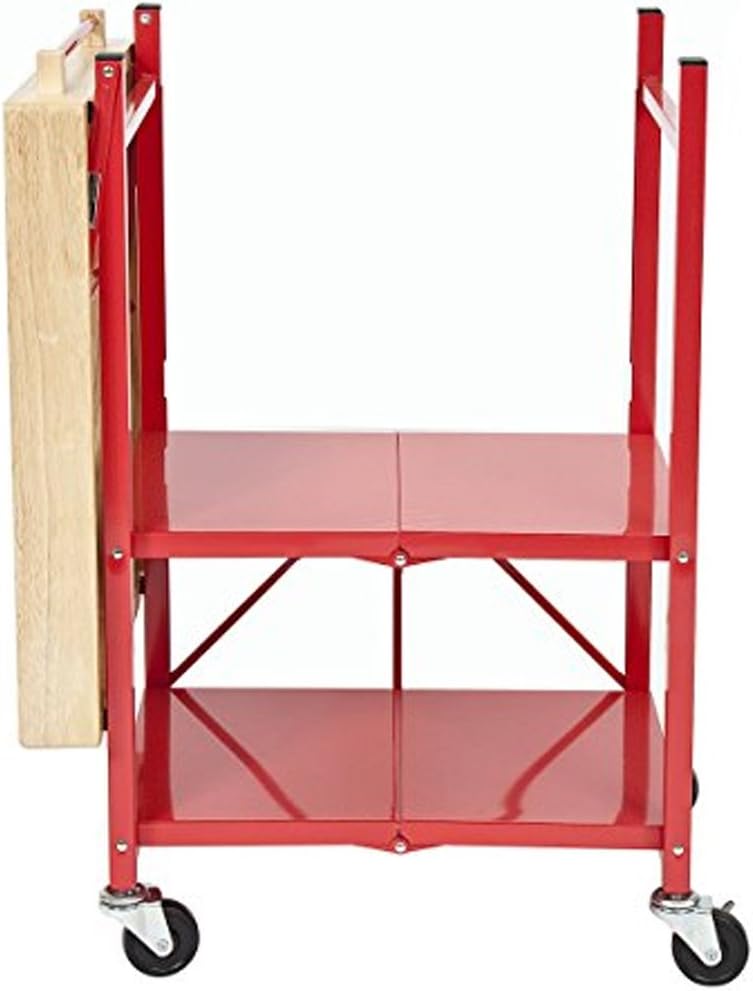Origami Foldable Kitchen Island Cart, Rolling Storage Table Organizer with Wheels, White