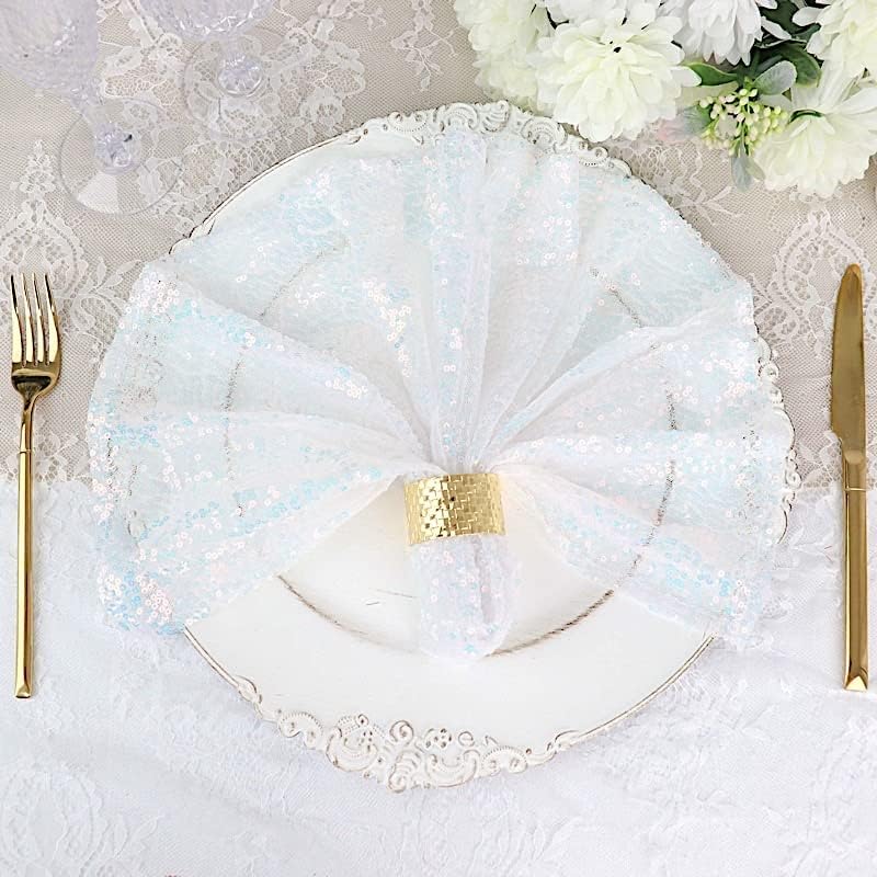 50 pcs 20-Inch Iridescent Blue Sequins Napkins - for Wedding Party Restaurant Holiday Dinner