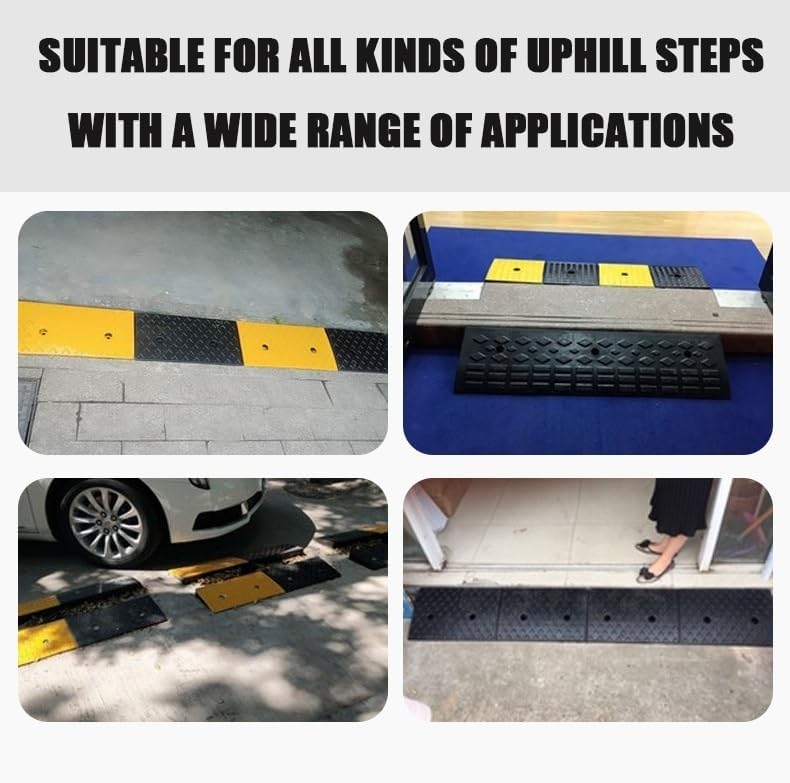 Wheelchair Threshold Ramp, Rubber Ramp for Doorways, 2' 4' 6' Rise Portable Curb Ramp, Non-Slip Transition Ramps for Indoor Outdoor(100 * 25 * 6cm/39 * 10 * 2.3in)
