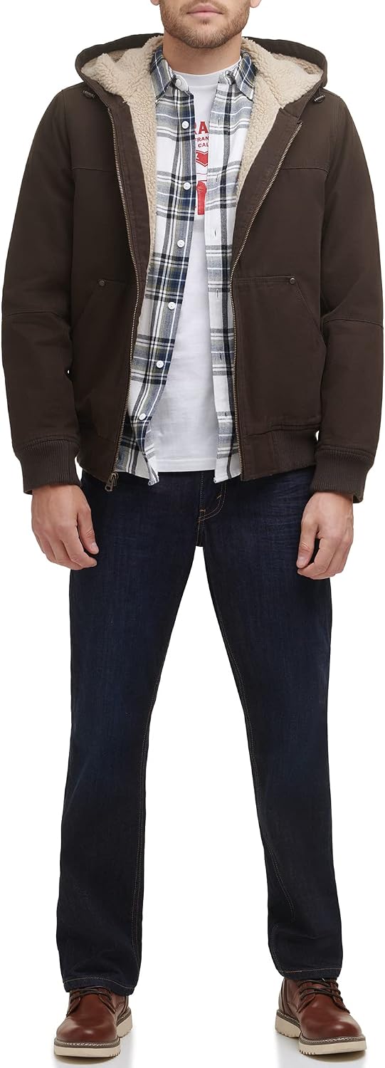 Levi's Men's Workwear Cotton Canvas Hooded Bomber Jacket