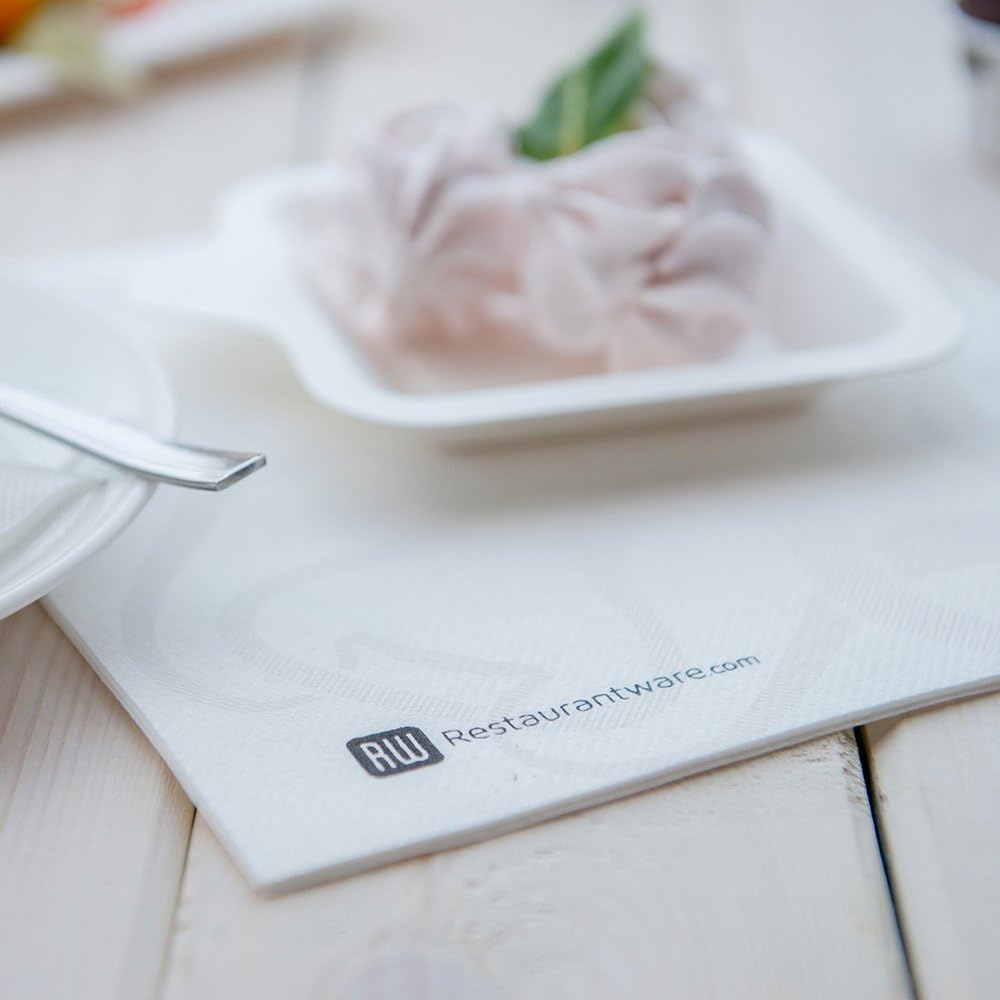 Restaurantware Luxenap 15.75 Inch Disposable Napkins 600 Soft Linen Like Napkins - Absorbent Air Laid Pure White With Pattern Paper Cloth Like Napkins Pre-folded For Dinner Party Guests