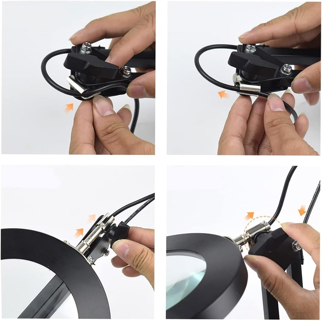 Jewelry Magnifying Glass, 5X Magnifying Lamp with Clamp Desk Swivel Arm Adjustable USB-Powered 3 Modes Dimmable for Work
