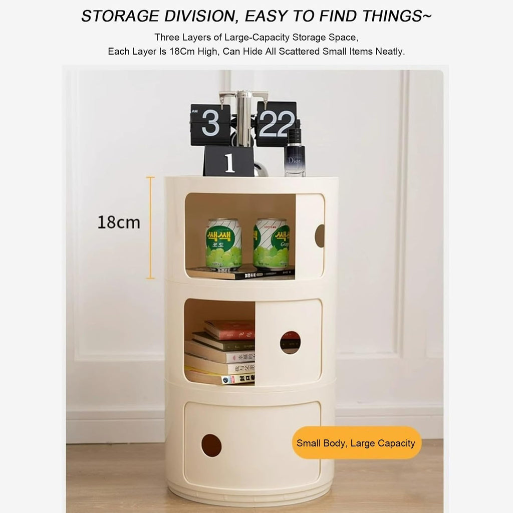 Bedside Cabinet with 3 Drawers Side Tables Mini Simple Bedside Table Lightweight and Portable Plastic Locker Bedside Table for Living Room, Couch, Bed