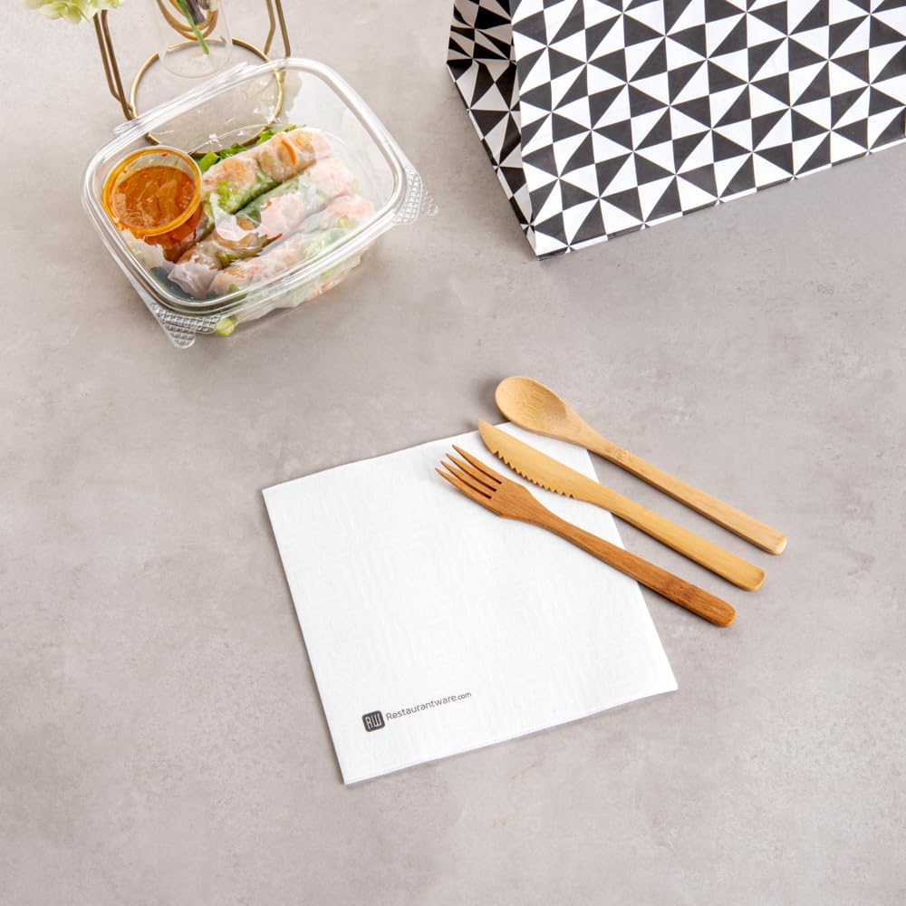 Restaurantware Luxenap 15.8 x 15.8 Inch Disposable Paper Napkins 800 Soft Linen-Feel Napkins - Air Laid Absorbent Pre-folded White Paper Napkins Durable For Dinner Parties And Events