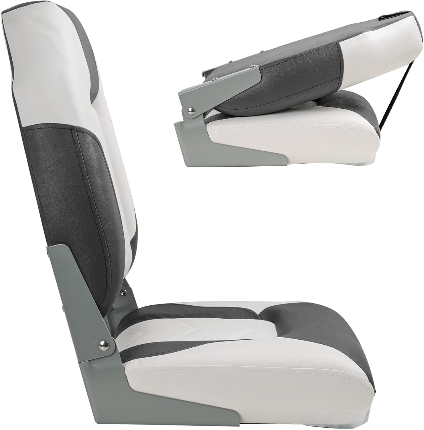 NORTHCAPTAIN S1 Deluxe A Pair of Marine High Back/Low Back Folding Fishing Boat Seat for Fishing, Bass/Jon/Pontoon Boat Chairs, 4 Mounting Screws Included