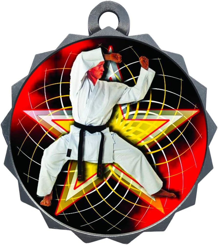 Express Medals Various Styles 1 to 50 Pack of Engraved Silver Martial Arts Medals Trophy Award with Neck Ribbon Medal Trophies Gift Prize Karate