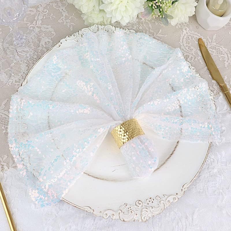 50 pcs 20-Inch Iridescent Blue Sequins Napkins - for Wedding Party Restaurant Holiday Dinner