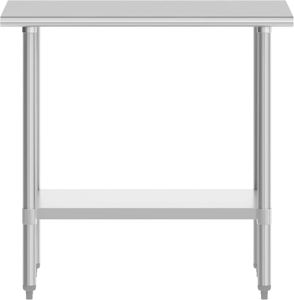 Flash Furniture Reese NSF Certified Stainless Steel Kitchen Prep and Work Table, Commercial Work Table with Storage, 36' W x 24' D x 34.5' H, Silver