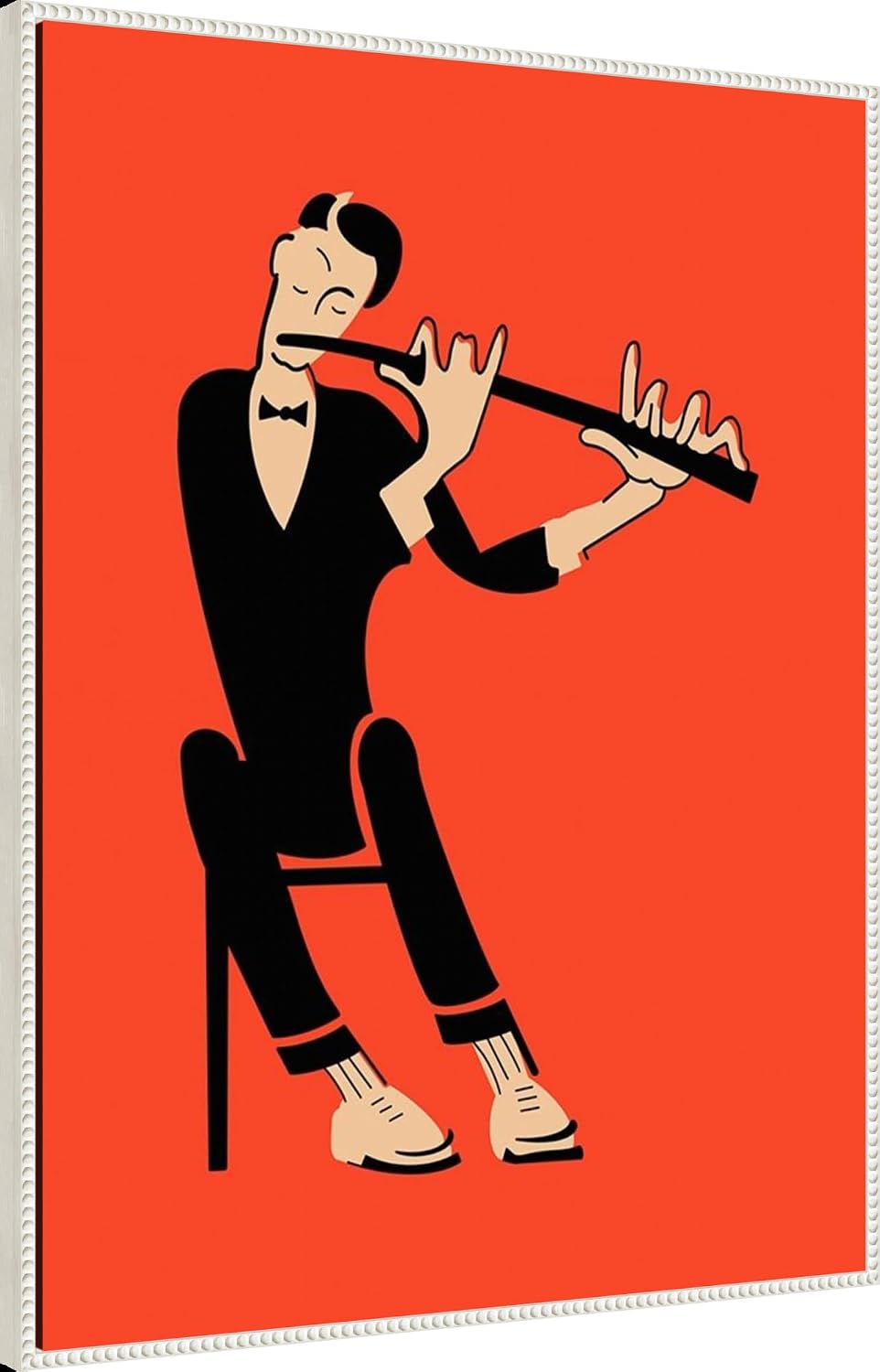 Amanti Art Framed Canvas Wall Art 42x32 The Flute by Mark Rogan, Framed Wall Art Canvas, Music Artwork, Traditional Decor, Oversize Poster Painting for Living Room, Bedroom, Bathroom, Kitchen, Office