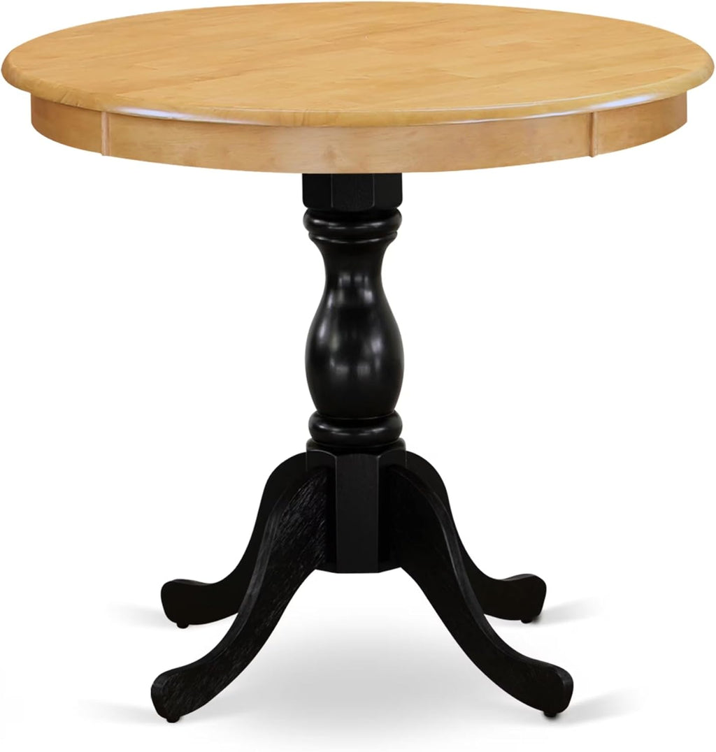 East West Furniture AMT-OBL-TP Antique Kitchen Dining Table - a Round Wooden Table Top with Pedestal Base, 36x36 Inch, Multi-Color