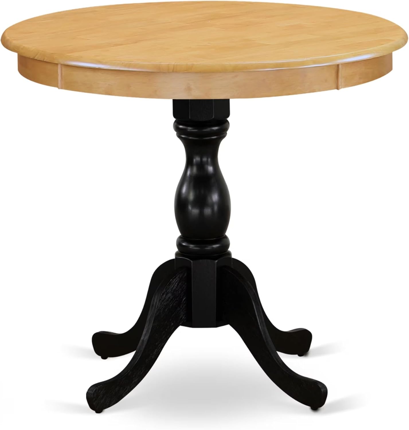 East West Furniture AMT-OBL-TP Antique Kitchen Dining Table - a Round Wooden Table Top with Pedestal Base, 36x36 Inch, Multi-Color