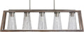 Capital Lighting 840551HN-504 Connor Unique Mango Wood & Glass Seeding Island Chandelier/Linear Pendant, 5-Light 300 Total Watts, 14' H x 50' W, Black Wash/Matte Nickel