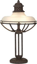 Franklin Iron Works Rustic Western Industrial Table Lamp with Dimmer and USB Charging Port 26.5' High Rust Bronze Metal Open Cage Half-Dome Glass Shade Living Room Bedroom House Bedside Nightstand