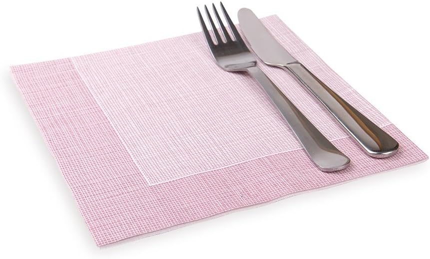 Restaurantware Luxenap 15.8 x 15.8 Inch Linen-Feel Napkins 600 airlaid Disposable Napkins - Sustainable Durable White Paper Square Paper Napkins With Burgundy Threads For All Kinds Of Events