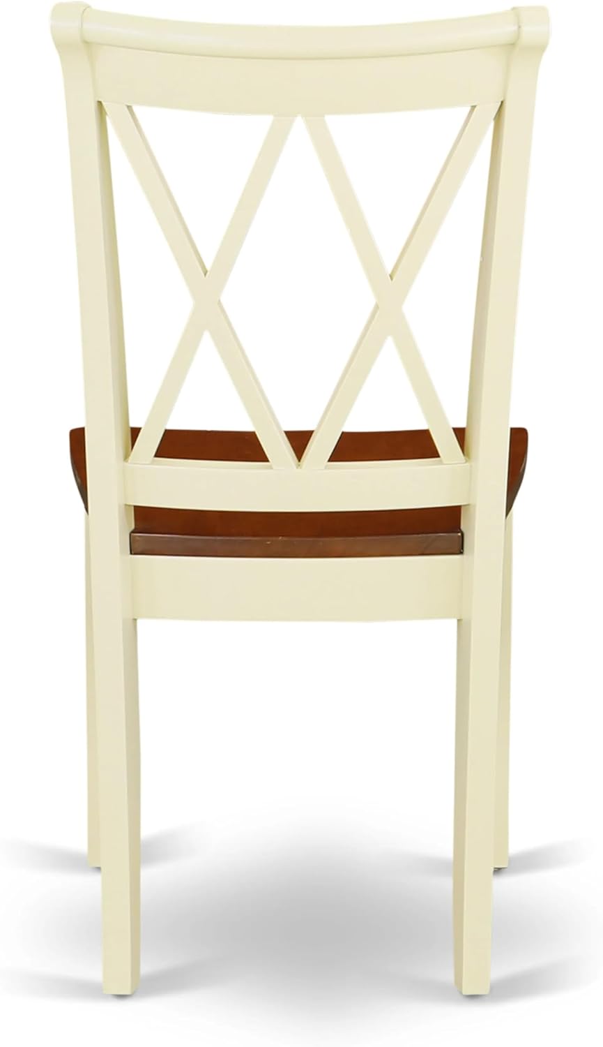 East West Furniture ANCL5-BMK-W 5 Piece Dining Table Set for 4 Includes a Round Kitchen Table with Pedestal and 4 Dining Room Chairs, 36x36 Inch, Buttermilk & Cherry