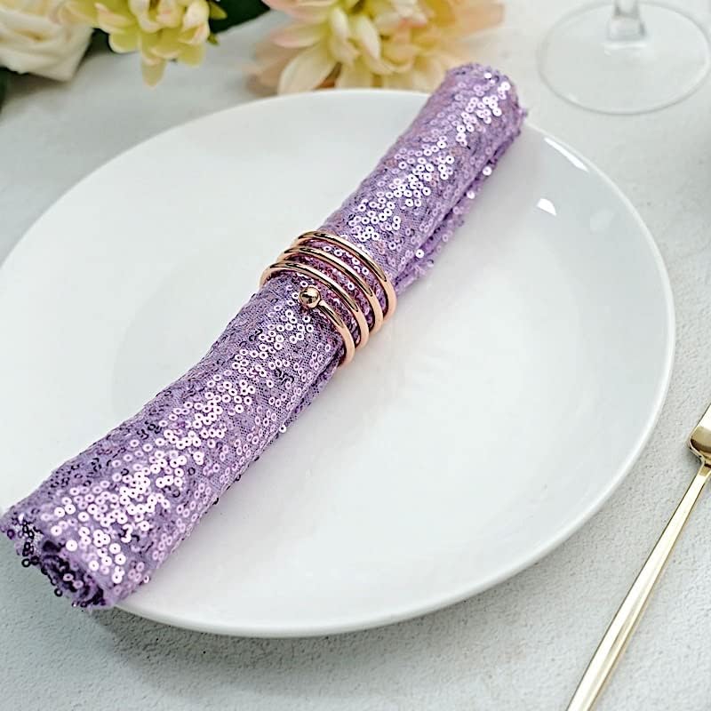 50 pcs 20-Inch Lavender Sequins Napkins - for Wedding Party Restaurant Holiday Dinner