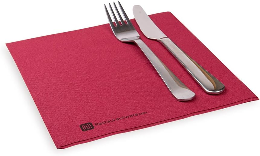 Restaurantware Luxenap 15.75 Inch Disposable Napkins 600 Soft Linen Like Napkins - Absorbent Air Laid Bordeaux Paper Cloth Like Napkins Pre-folded For Dinner Party Guests