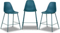 Poly & BARK Isla Bar Stools Set of 3 – Counter Height Bar Stool for Kitchen – Set of Counter Stools – Indoor/Outdoor Barstools – Modern Kitchen Bar Stools - Ocean Teal