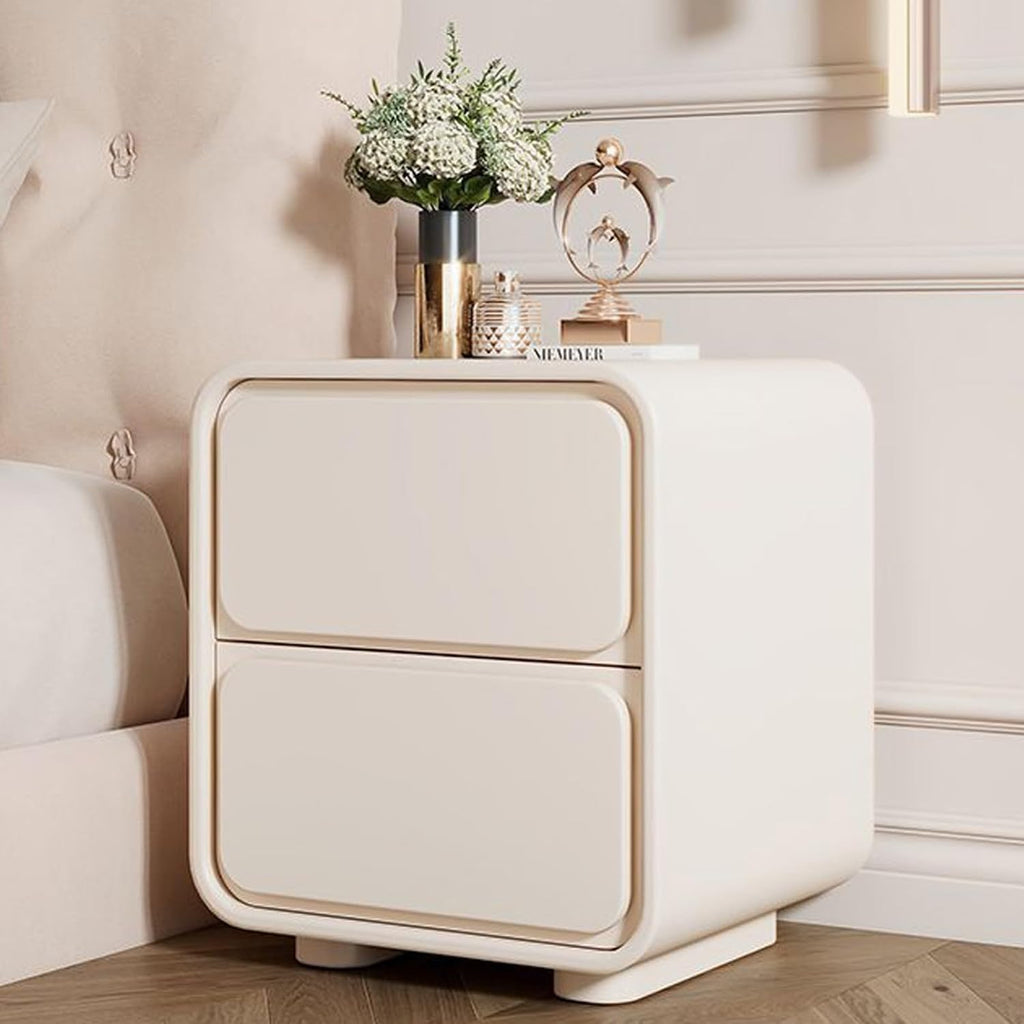 Bedside Table with 2 Drawers Nightstand Bedroom Storage Drawer and Shelf Bedside End Table Side Cabinet Nightstand Bedroom Living Room Furniture