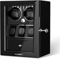 DUKWIN Watch Winder for 4/6/8 Automatic Watches, Lockable Winders with Watch Holders and Jewelry Storage, Super Quiet Motor with High-Gloss Finish, Built-in Illumination