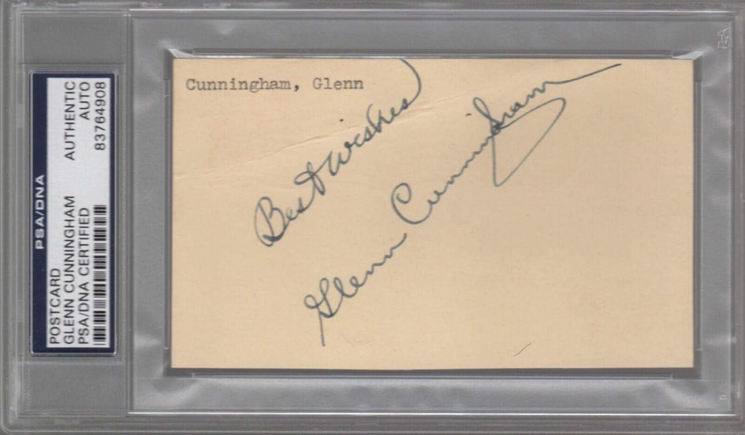 Glenn Cunningham Olympics Signed AUTOGRAPH Postcard Index Card PSA DNA - Olympic Cut Signatures