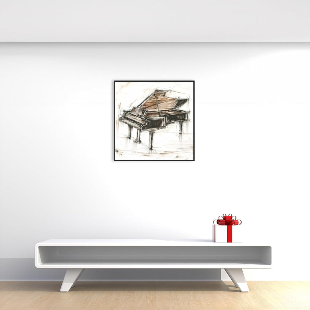 Amanti Art Framed Canvas Wall Art 30x30 Grand Piano Study by Ethan Harper, Framed Wall Art Canvas, Music Artwork, Modern Decor, Large Poster Painting for Living Room, Bedroom, Bathroom, Kitchen,