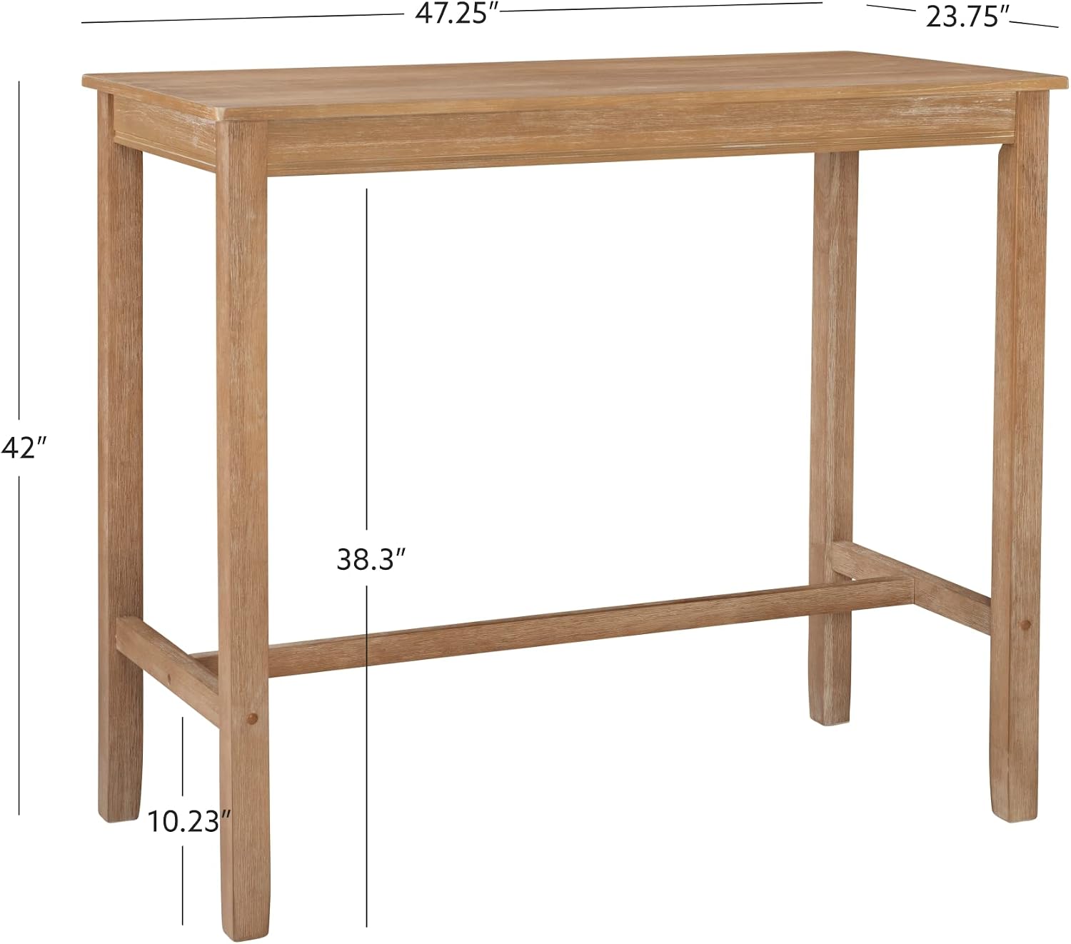 Linon 42 inch Height Pub Claridge Table, Distressed Brown Bar