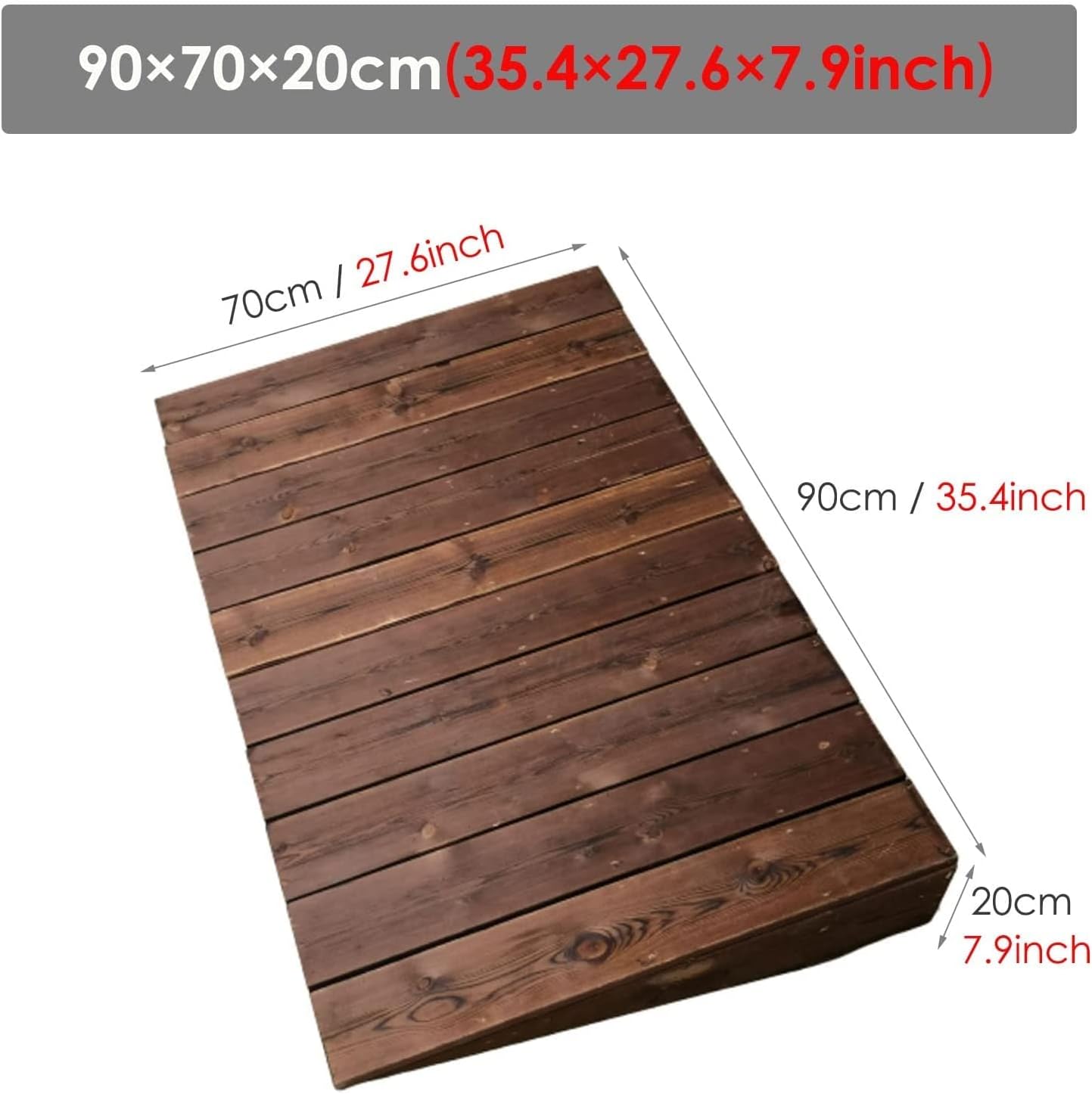Wooden Threshold Ramps for Doorways, 4inch/7inch/8inch Rise Porch Wheelchair Ramps, Non Slip Portable Home Entry Ramps (Size : 90x70x20cm)