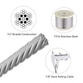 1/8 T316 Stainless Steel Cable with Cutter7x7 Strands Construction,for Deck Railing, String Lights Hanging Wire, Porch Fence 1300FT