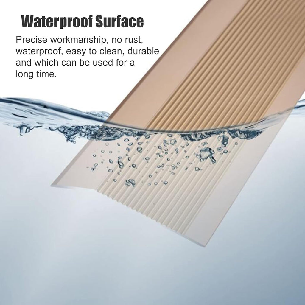 Doorway Uneven Floor Transition Strip, Gold Doorway Floor Transition Strip Uneven, 10cm/4in Wide Threshold Transition Strip for Wood to Tile/Laminate to Tile, Anti-Slip Flooring Edge Trim, Indoor Meta
