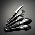 Silverware Set,30 Piece Flatware Set for 6,Black Clip Handle Rivet Cutlery,Including Steak Knife Fork and Spoon,Dishwasher Safe,Gift Package for Wedding Housewarming