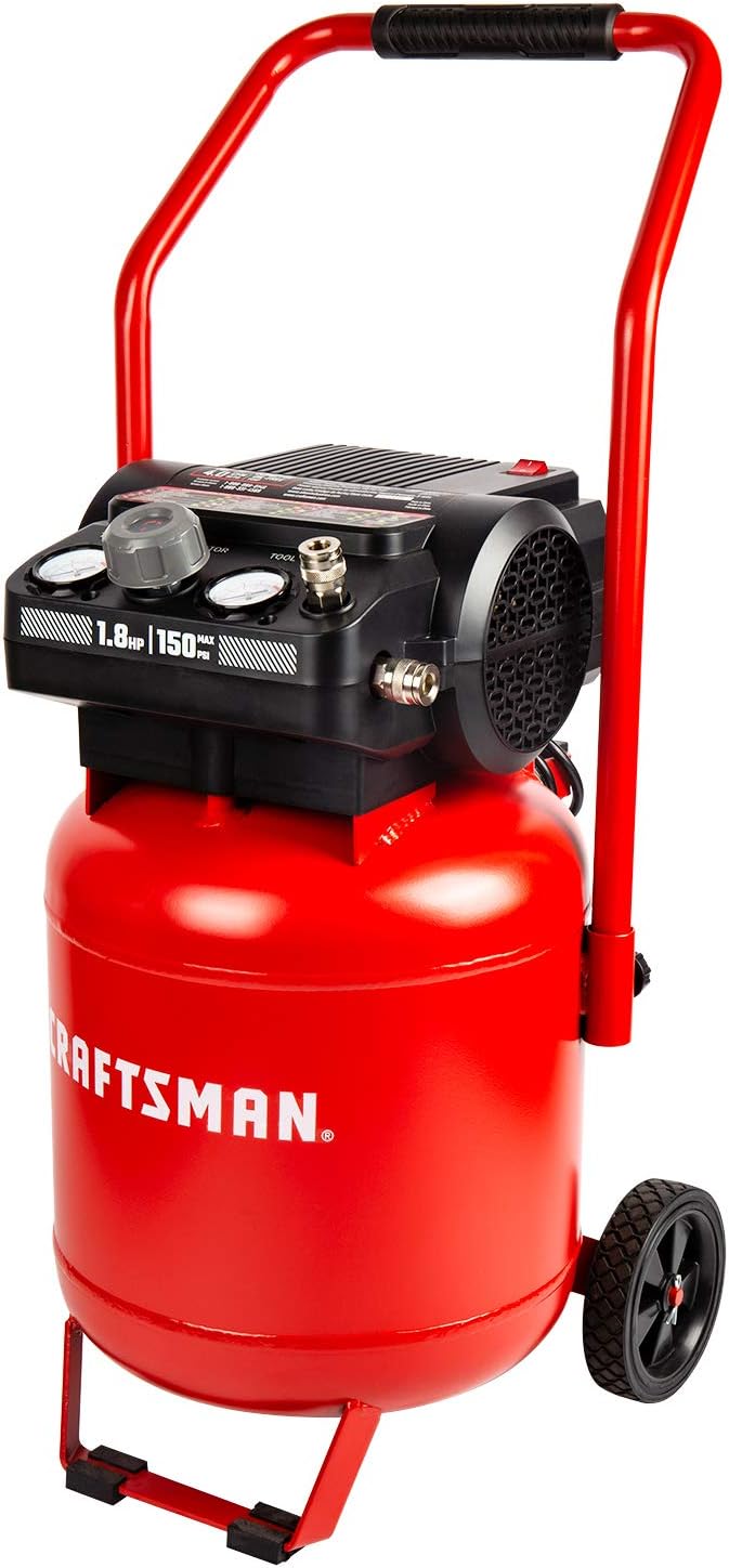 Craftsman Air Compressor 10 Gallon, Peak 1.8 HP, Max 150 PSI, 4.0CFM@90PSI, 5.0 CFM@40PSI, Oil-free, Portable Air Compressor with Wheel, 120V, Model: CMXECXA0331042