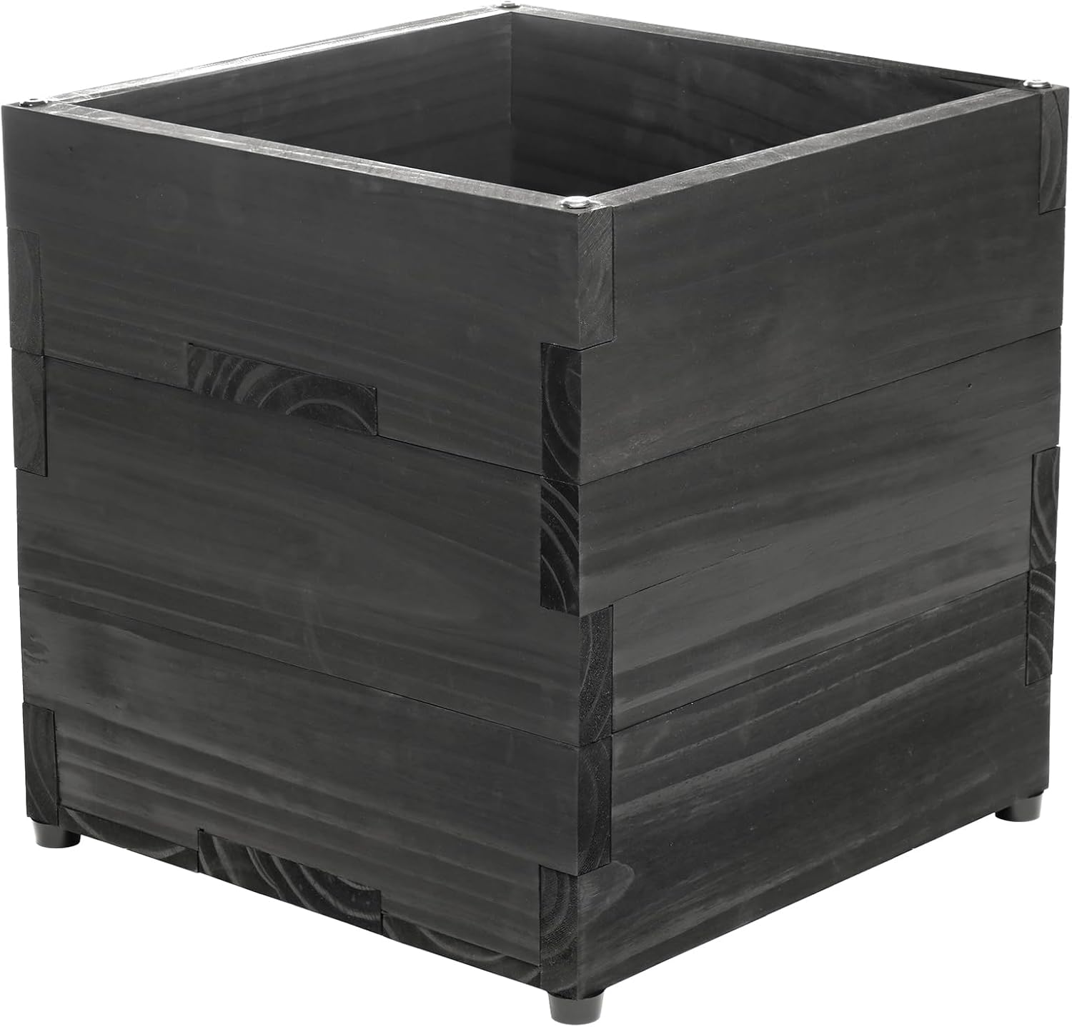 Extra Large Decorative Wooden Planter w/ Universal Pole Support for String Light Poles, Umbrellas, Bird Feeders. Solid Wood Outdoor Garden Box for Plants(Does not include Pole), 17'x17'x18', Black