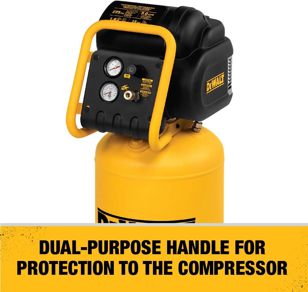 DEWALT Vertical Portable Compressor, 1.9 Hp 200 Psi Oil Free High Pressure Low Noise (D55168)