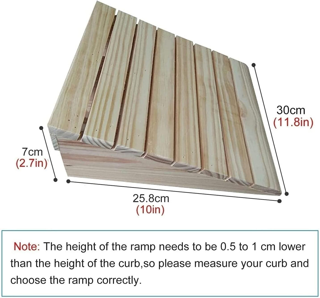 Home Wheelchair Entry Ramp, Portable Anti-Slip Wooden Threshold Ramp for Doorway, Transition Ramp for Car/Motorcycle/Disabled Chair (Size : 30.8x30x9cm)