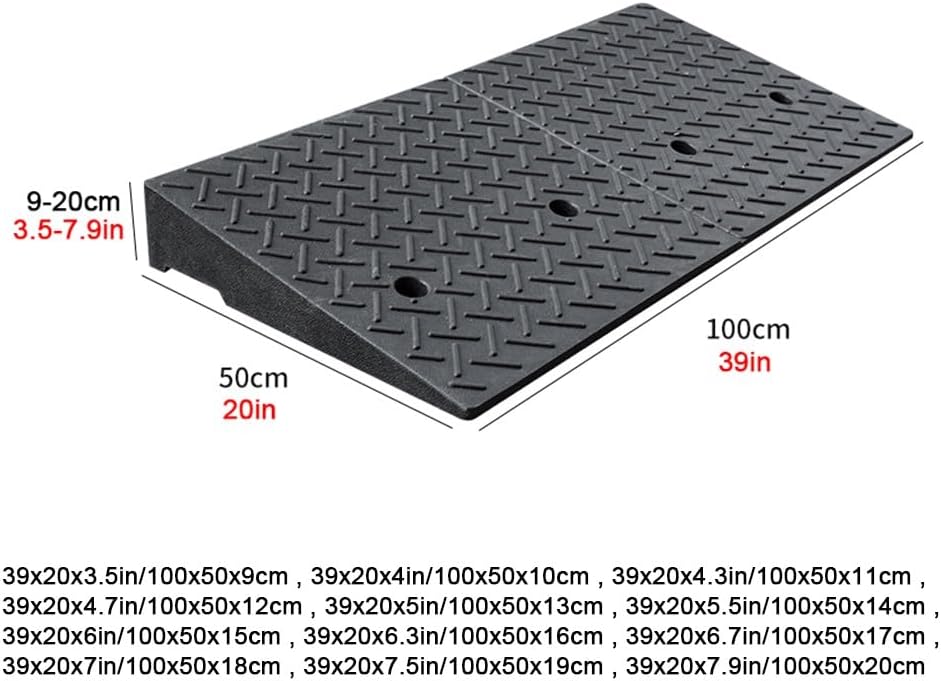 Non-Slip Driveway Curb Ramps 4 5 6 7 Inches Rise, Rubber Driveway Ramps Heavy Duty Wheelchair Ramp, Car Curb Ramp Portable Threshold Ramps(9cm/3.5' Rise)