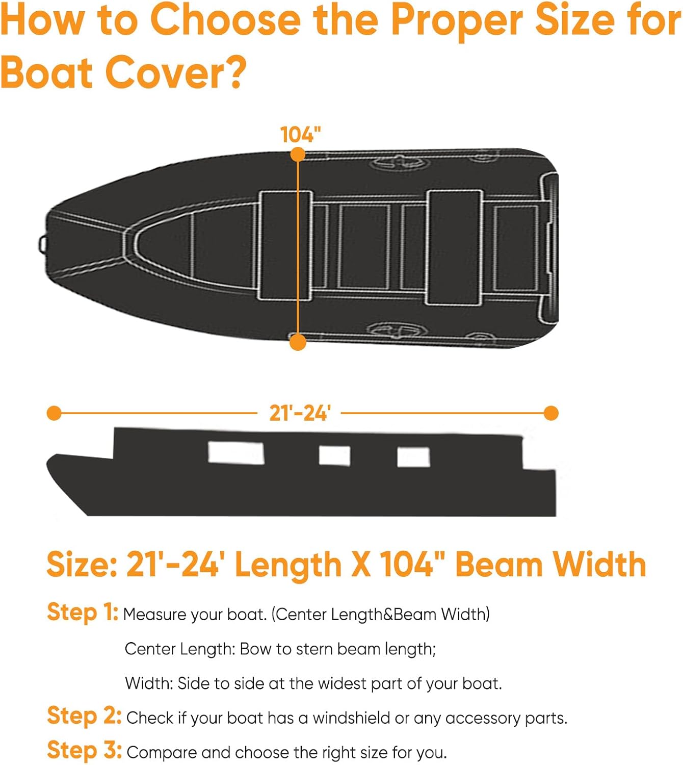 NEVERLAND Boat Cover Waterproof Heavy Duty Pontoon Boat Cover Marine Grade Polyester Canvas Trailerable Cover Fits Pontoon/Deck Boats (Boat Length 21-24ft, Beam Width up to 104')