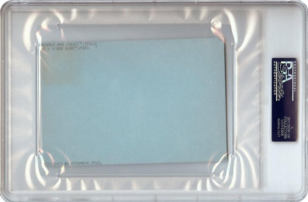 Basil Rathbone Signed Autographed 4X6 Index Card 1965 Vintage Auto PSA/DNA
