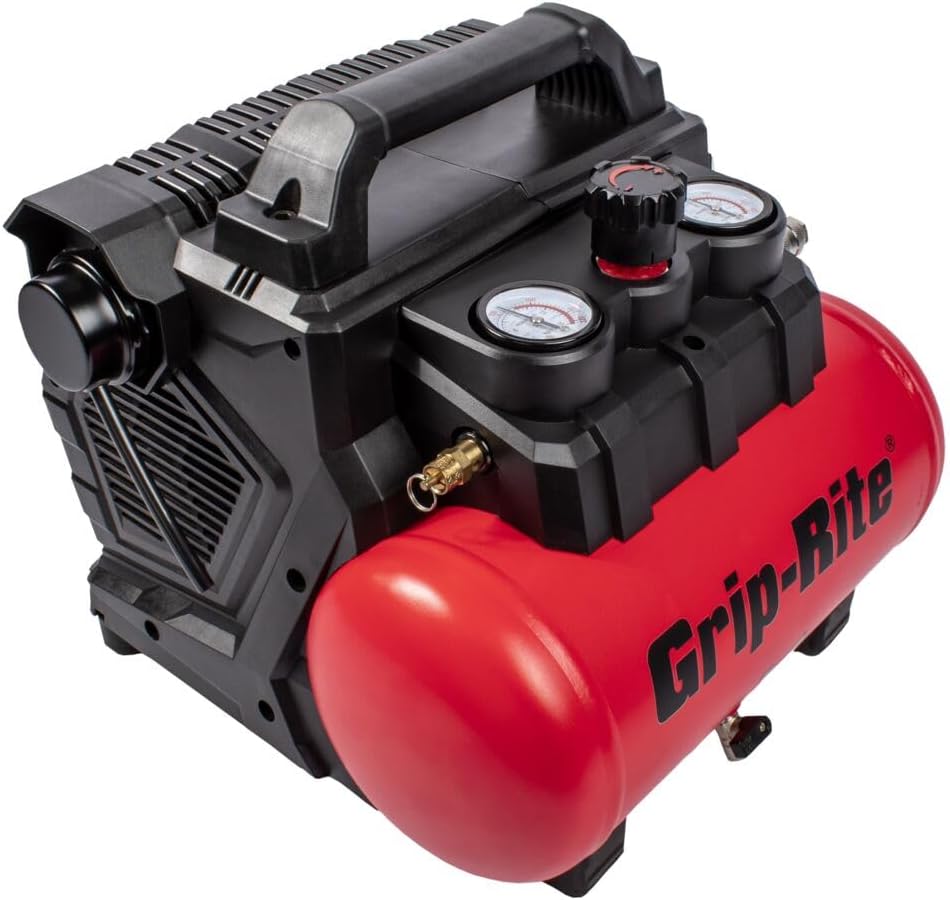 Grip-Rite GR200QW ULTRA QUIET PORTABLE COMPRESSOR, 1.5 GALLON, 1 HP, 125 MAX PSI, Oil-Free, Electric