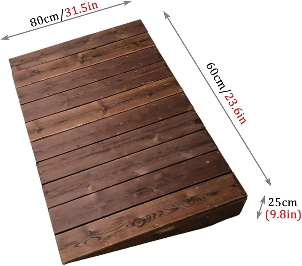 Wooden Threshold Ramp, 4/7/8/10 Inch Rise Non-Slip Loading Ramp for Wheelchair/Bike/Scooter, Portable Curb Ramp for Steps/Car/Doorway(23.6x31.5x9.8in)