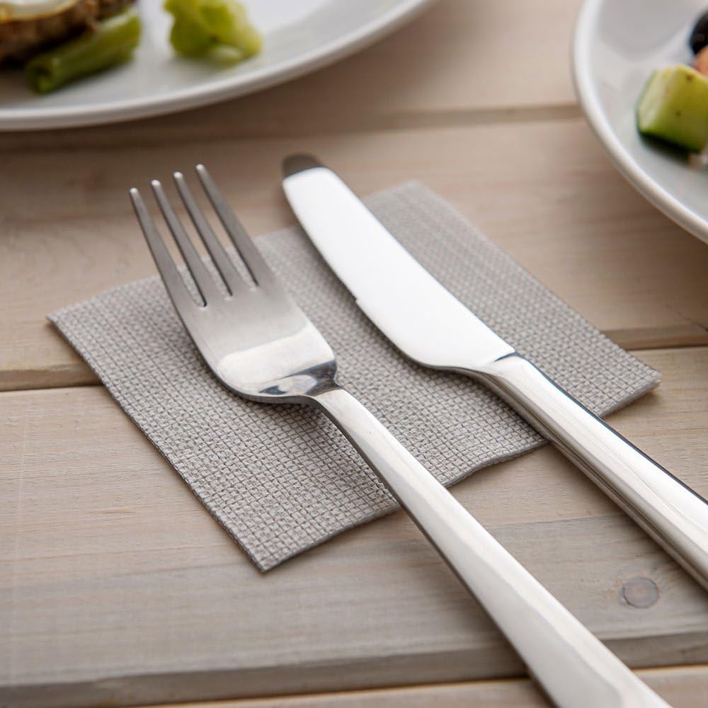 Restaurantware Paper Cocktail Napkins 2 Ply Napkins Disposable Beverage Napkins - White with Grey Threads - 8' x 8' - Luxnap Micropoint - 4800ct Box