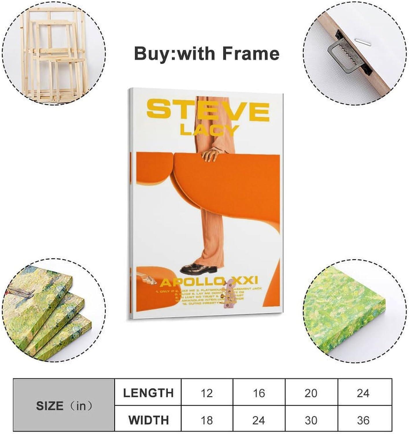 ZANLIART Steve Lacy Apollo XXI Album Cover Canvas Print Music Poster for Room Aesthetic Frame-style16x24inch(40x60cm)